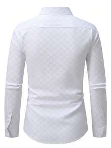 Manfinity Mode Men's White Long-Sleeve Shirt, Suitable For Business And Commuting. - White - View 3