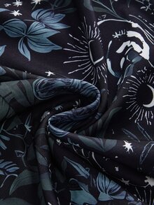 ROMWE Gothic Dark Horror Forest Skull Print Loose Plus Size Dress - Black - View 4