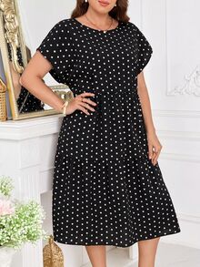 Miaspire Plus Size Women's Summer Casual 1920 Vintage 1960s Vacation Black And White Dress Brunch Party - Black - View 6