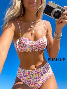 SHEIN Swim Summer Springbreak 2 Pieces New Multi-Color Push-Up Bikini Set, Sexy Elegant Vacation Avant-Garde Minimalist Party Swimwear For Women - Multicolor - View 2