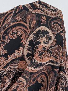 Easowa Curve 大尺碼女款 V 領滿版印花休閒洋裝，70 年代 1960 年代 1920 年代優雅風，適合日常、早午餐、婚禮賓客、晚宴派對、旅行，秋季棕色 - 彩色 - 查看 7