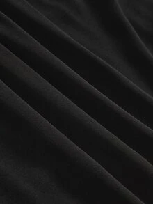 ROMWE Goth Plus Size Women Halter Tie Ruched Casual Party Dress, Halloween - Black - View 4