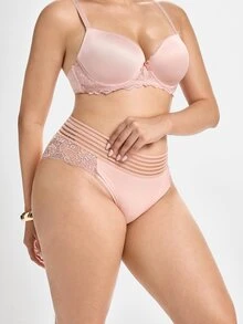 3pcs/Pack Solid Color Lace Trim Elastic Plus Size Women Panties - Multicolor - View 7