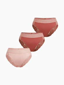 3pcs/Pack Solid Color Lace Trim Elastic Plus Size Women Panties - Multicolor - View 10