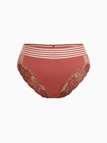 3pcs/Pack Solid Color Lace Trim Elastic Plus Size Women Panties - Multicolor - View 13