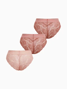 3pcs/Pack Solid Color Lace Trim Elastic Plus Size Women Panties - Multicolor - View 11