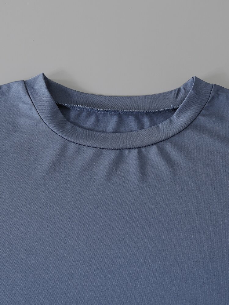 青少年男孩春秋長袖居家服套裝，純色圓領長袖上衣搭配格紋長褲，休閒睡衣秋冬款 - 彩色 - 查看 4
