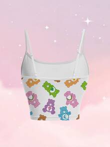 SHEIN X Care Bears 女款白色吊帶背心上衣，適合夜晚外出與日常穿著，夏季可愛 Y2K 風格 - 白色 - 查看 2