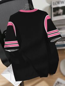 青少年女孩休闲简约短袖圆领T恤，适合夏季 - 彩色 - 查看 2