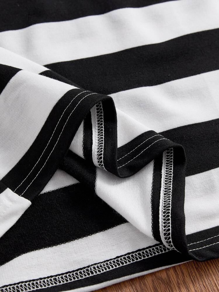 SWAVVY Men's Casual Loose Fit Short Sleeve Black & White Polo Shirt, Plain Splice - Black and White - View 7