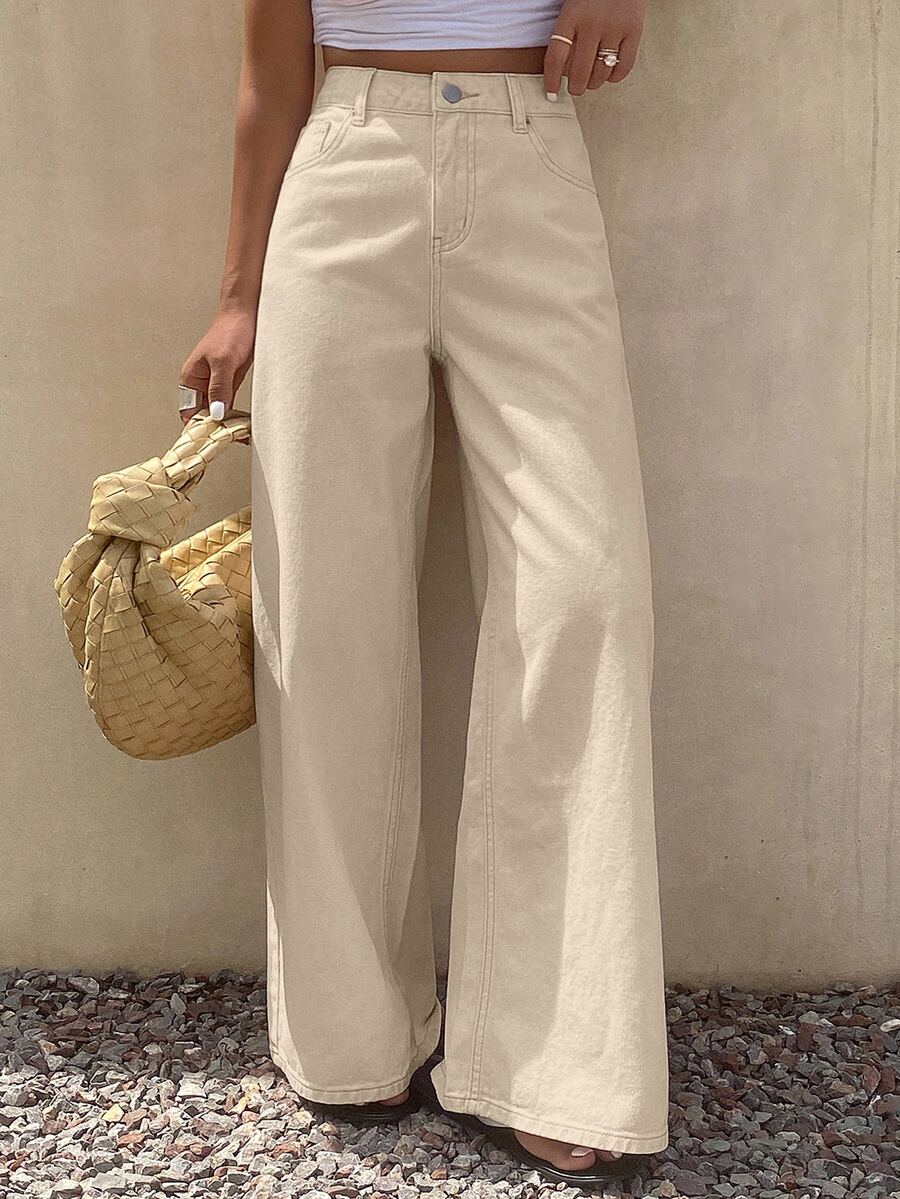 DAZY Tween Girls Straight Leg Loose Casual Long Pants Solid Color Autumn/Winter - Beige - View 1