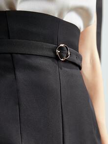 MOTF Petite AUTUMN/WINTER HIGH WAIST BELTED SUIT PANTS ,PETITE WOMEN - Black - View 2