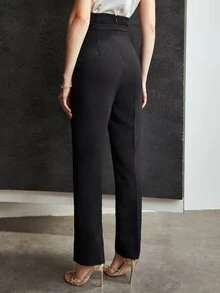 MOTF Petite AUTUMN/WINTER HIGH WAIST BELTED SUIT PANTS ,PETITE WOMEN - Black - View 6