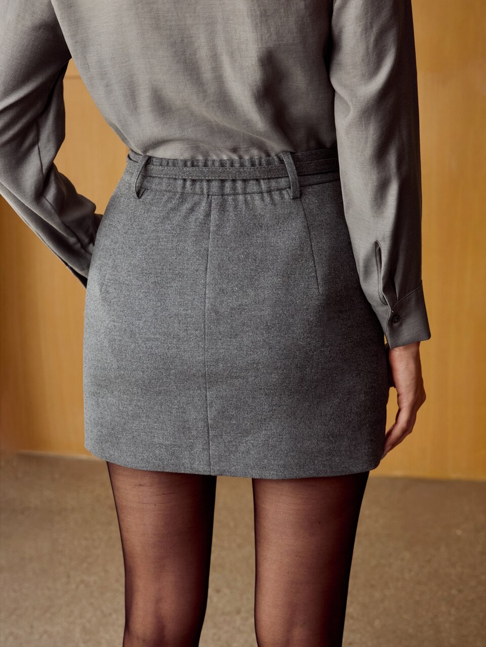 MOTF WOMEN'S ELEGANT WINTER COMMUTE WOOL BLEND FELT SKIRT WITH BELT