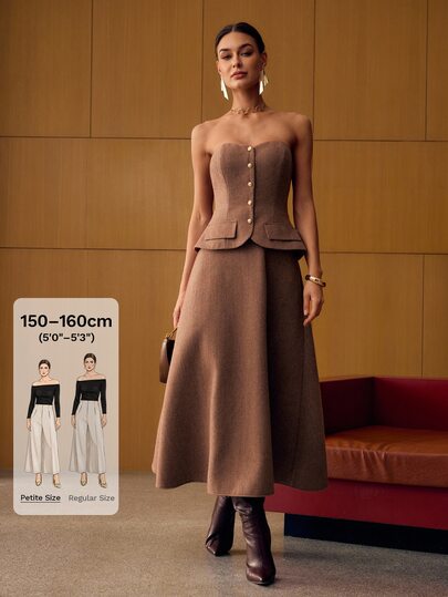 MOTF Petite Vestido de tubo de longitud media de mezcla de lana fina para mujer otoño/invierno para talla pequeña