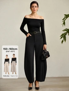 MOTF Petite WOMEN'S CASUAL COMMUTE WOVEN CROPPED PANTS ,PETITE WOMEN - Black - View 1