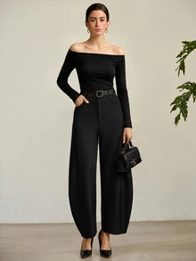 MOTF Petite WOMEN'S CASUAL COMMUTE WOVEN CROPPED PANTS ,PETITE WOMEN - Black - View 9