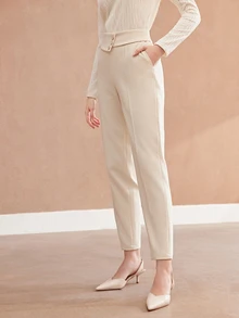 MOTF Petite WOMEN'S AUTUMN/WINTER ANKLE-LENGTH TAPERED PANTS ,PETITE WOMEN - Apricot - View 4