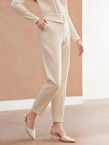 MOTF Petite WOMEN'S AUTUMN/WINTER ANKLE-LENGTH TAPERED PANTS ,PETITE WOMEN - Apricot - View 5