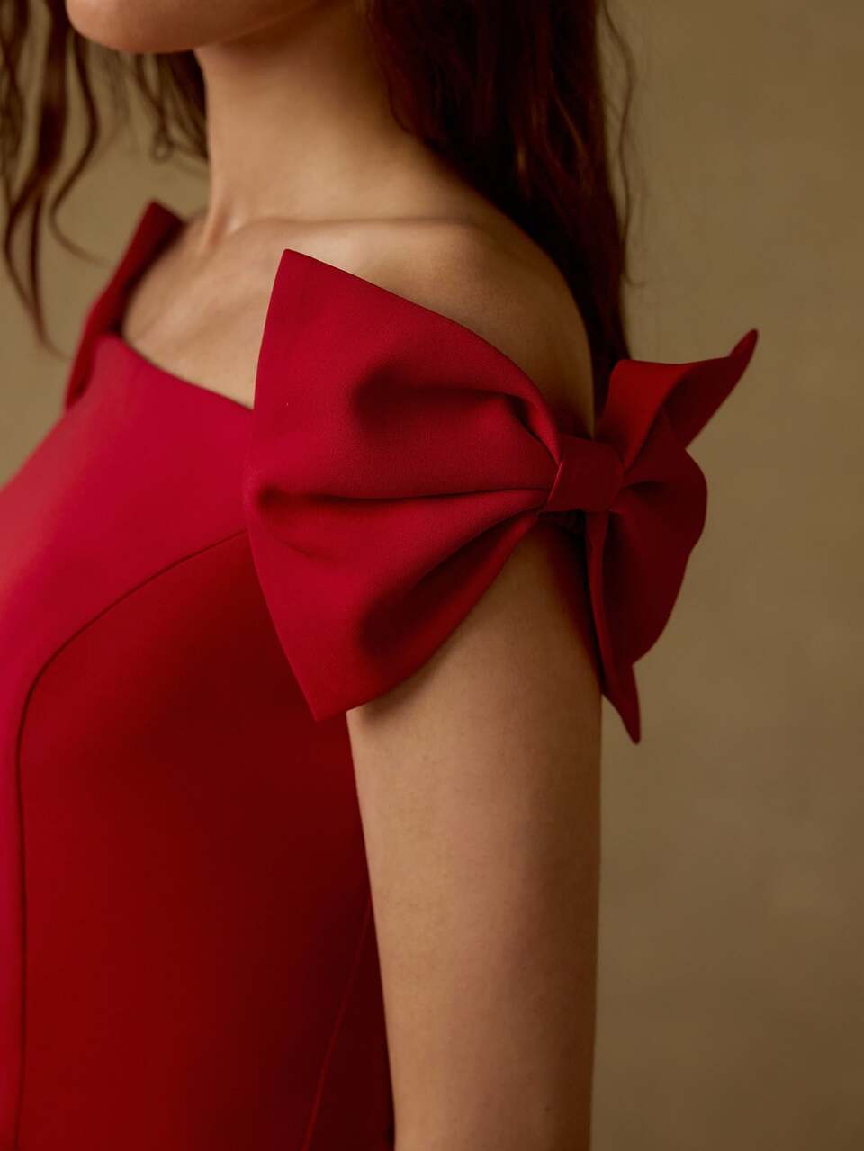 MOTF ELEGANT OFF SHOULDER BOW DECOR MIDI DRESS FOR WOMEN