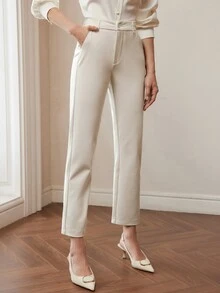 MOTF Petite WOMEN'S PETITE COMMUTER STRAIGHT LEG SUIT PANTS ,PETITE WOMEN - Apricot - View 3