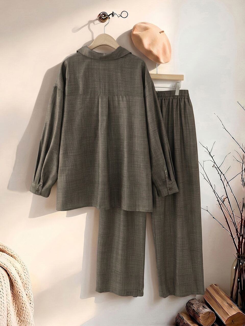 Plus Size Women Floral Print Long Sleeve Top And Pants 2 Pieces Set