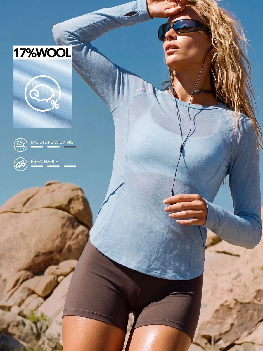 WanderVale Women's Solid Color Raglan Long Sleeve Outdoor T-Shirt
