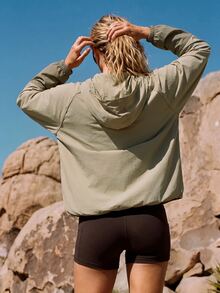 WanderVale Women's Solid Color Hooded Casual Daily Travel Sun Protection Jacket - Khaki - View 2