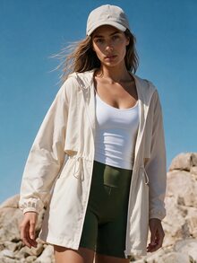 WanderVale Outdoor Sports Drawstring Waist Sun Protection Jacket,Sportswear,Gym,Fitness,Workout,Yoga,Fall - Apricot - View 6