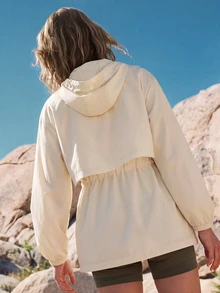 WanderVale Outdoor Sports Drawstring Waist Sun Protection Jacket,Sportswear,Gym,Fitness,Workout,Yoga,Fall - Apricot - View 3