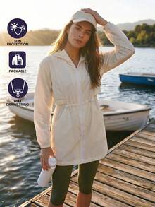 WanderVale Outdoor Sports Drawstring Waist Sun Protection Jacket,Sportswear,Gym,Fitness,Workout,Yoga,Fall - Apricot - View 7