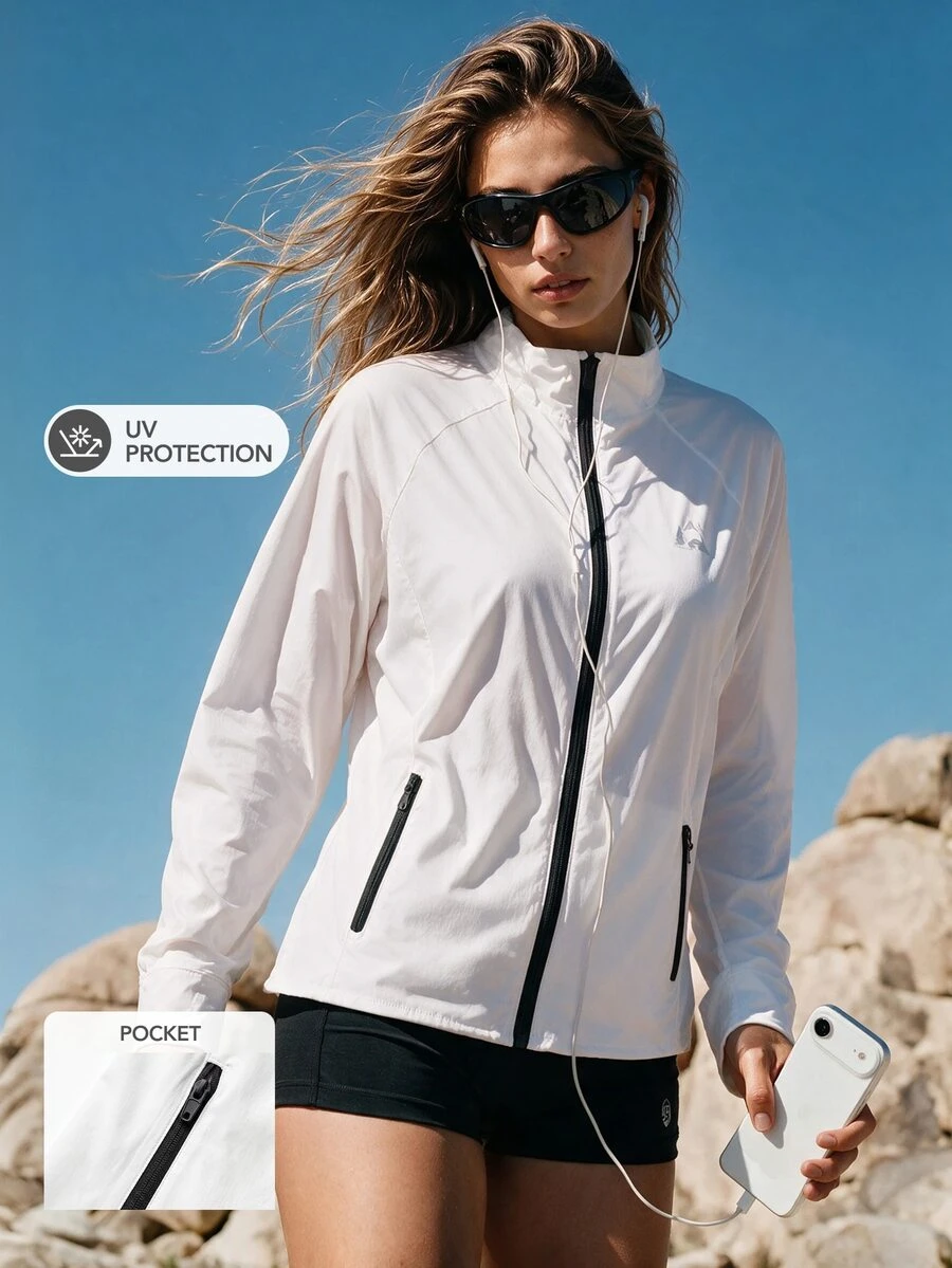 WanderVale Casual Sports Outdoor Sun Protection Jacket - White - View 1