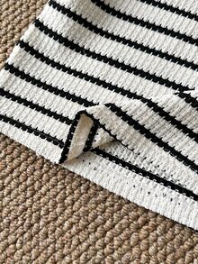 SHEIN Baby Girls Long Sleeve Set 0-3 Years Autumn/Winter White Sweet Bowknot Embellished Cute Elegant Style Round Neck Pullover Top Knit Long Pants Set - Black and White - View 8