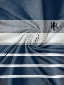 Manfinity Hypemode 男士美式復古水洗做舊條紋拼色拼接圓領短袖 HK 刺繡 T 恤 - 彩色 - 查看 5