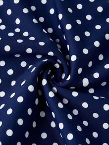 Veykashi Plus Size Navy Blue Polka Dot Pattern Camisole Bikini Set, Minimalist Sexy Contrast Color Two Pieces Swimwear For Women Teenage, Summer Tropical Beach Holiday - Navy Blue - View 5