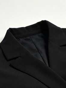 Velvienne Plus Size Woven Fashionable And Elegant Business Casual Suit Set - Black - View 6