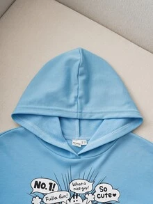 HELLO KITTY AND FRIENDS | SHEIN Sweatshirt Anak Perempuan Remaja dengan Gambar Kartun dan Huruf Lucu, Musim Gugur - Biru - View 5