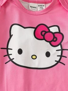 HELLO KITTY AND FRIENDS | SHEIN 新生兒可愛卡通印花圓領居家連身衣 3件套 - 彩色 - 查看 5