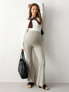 Modmama Maternity Solid Color Adjustable Waist Casual Flare Leggings - Multicolor - View 13