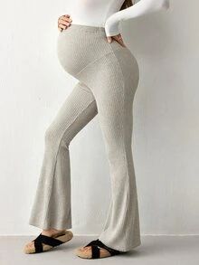 Modmama Maternity Solid Color Adjustable Waist Casual Flare Leggings - Multicolor - View 10