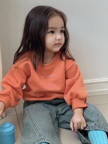 DAZY Baby Girls' Loose Fit Round Neck Letter Print Long Sleeve Sweatshirt Fall,Winter Toddler Girls Clothes - Rose Red - View 3