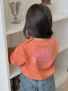 DAZY Baby Girls' Loose Fit Round Neck Letter Print Long Sleeve Sweatshirt Fall,Winter Toddler Girls Clothes - Rose Red - View 5