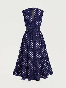 Firerie Kids Tween Girl Polka Dot Fashionable Vacation & Casual Dress - Navy Blue - View 2