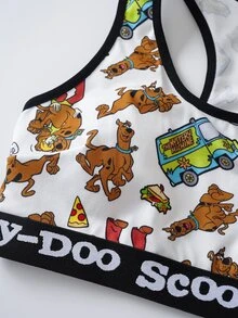 SCOOBY-DOO X SHEIN 女款字母卡通印花內衣與四角內褲休閒日常內衣套裝 - 白色 - 查看 4