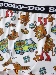 SCOOBY-DOO X SHEIN 女款字母卡通印花內衣與四角內褲休閒日常內衣套裝 - 白色 - 查看 5