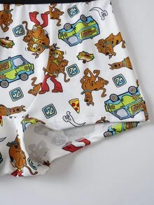 SCOOBY-DOO X SHEIN 女款字母卡通印花內衣與四角內褲休閒日常內衣套裝 - 白色 - 查看 6