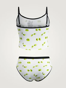 SCOOBY-DOO X SHEIN Plus Size Cartoon Print Camisole And Panty Set - White - View 2