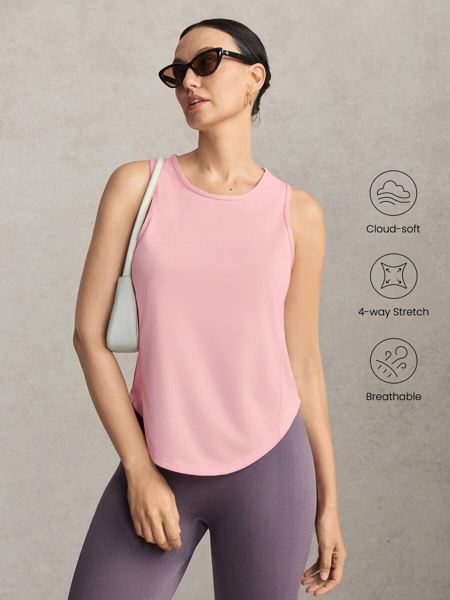 Activina Women's Pink Fitted Casual Fitness Sports Tank Top - Pink - View 1