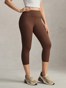 Activina Women's Brown 7/8 Length Athletic Tight Leggings - Brown - View 5