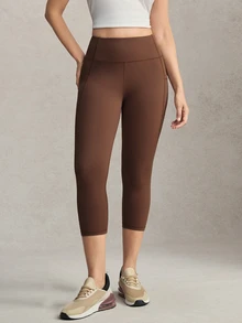 Activina Women's Brown 7/8 Length Athletic Tight Leggings - Brown - View 4
